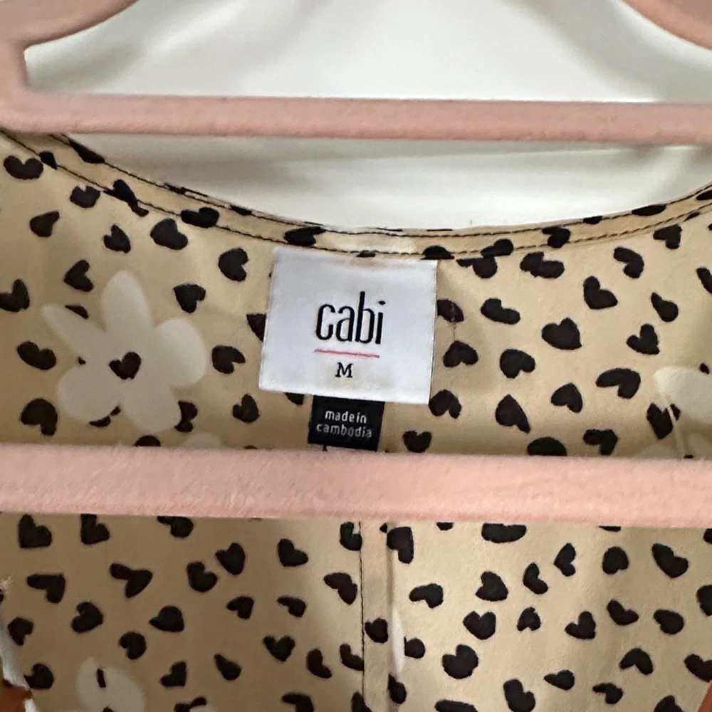 CAbi Cali Mixed-Print Tie-Front Blouse in Brown, Cream, Blue and Lime - Picture 2 of 3